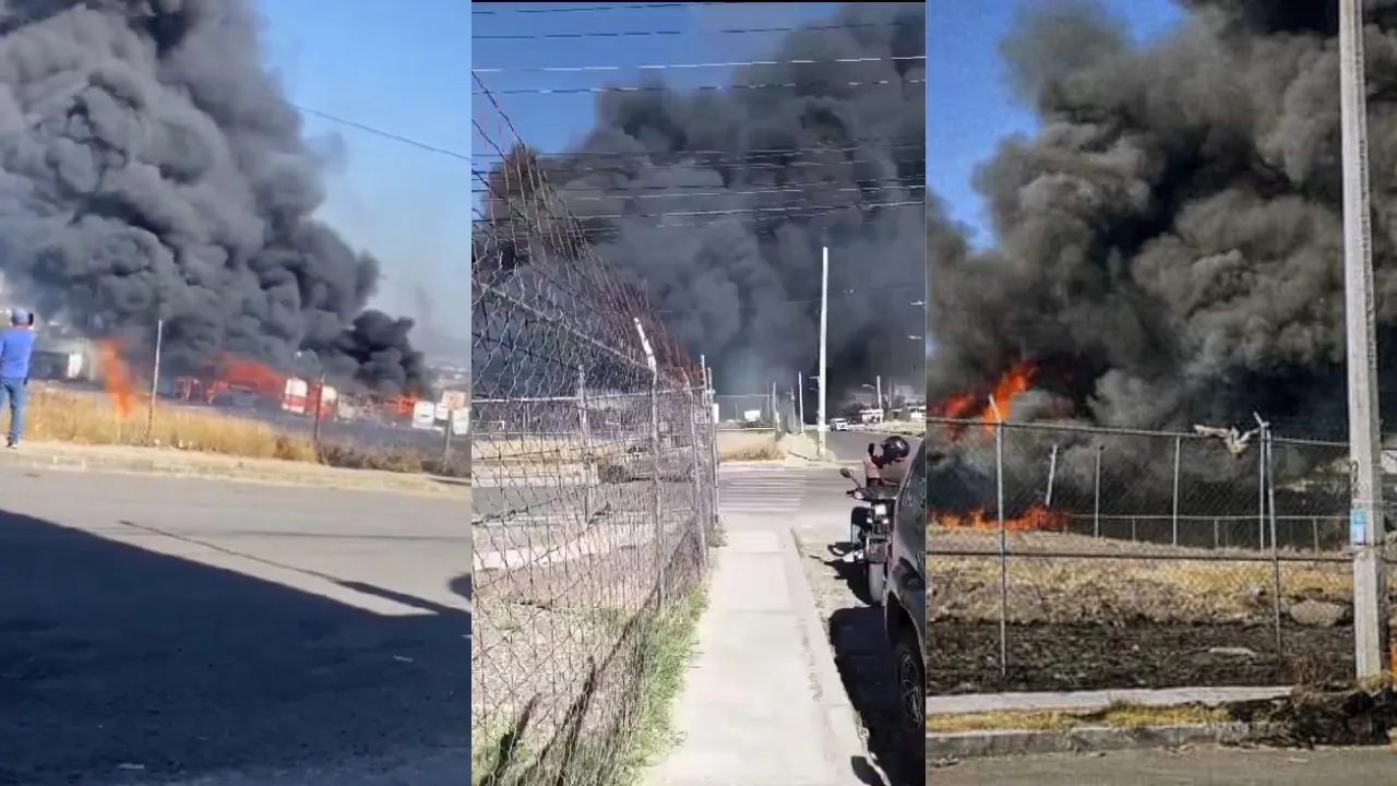 Incendio Consuma Lote de Autobuses en Satélite, Querétaro: Emergencia Controlada por Cuerpos de Rescate