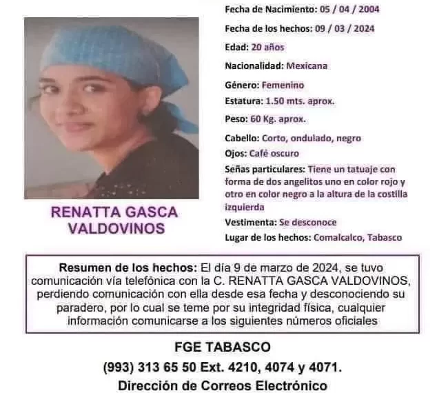 Encuentran Cuerpo de Joven Desaparecida de Comalcalco, Tabasco