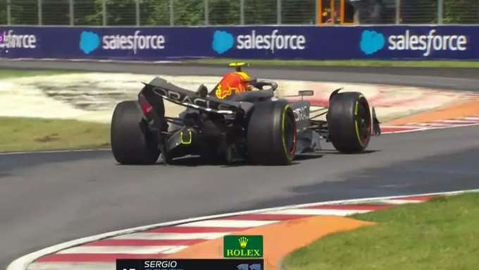 Checo Pérez se retira tras chocar en el Gran Premio de Canadá 2024