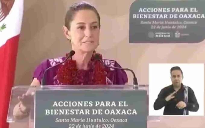 Sismo de magnitud 4.4 sorprende a Claudia Sheinbaum durante su discurso en Oaxaca