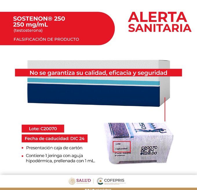 Cofepris Advierte Sobre Medicamento Falsificado: Sostenon 250