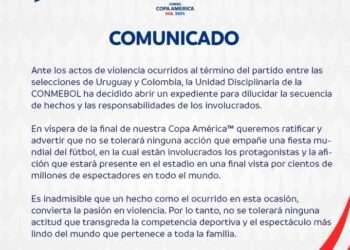 CONMEBOL condena enérgicamente la violencia tras la semifinal entre Uruguay y Colombia