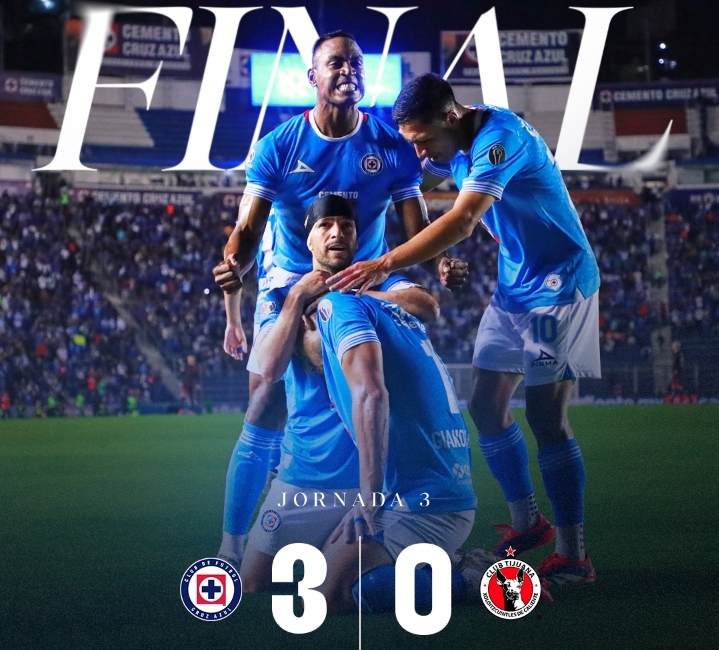 Goleada celeste: Cruz Azul vence 3-0 a Xolos de Tijuana en estadio lleno