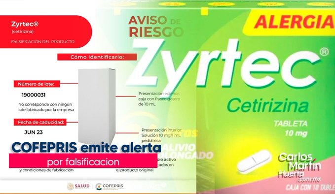 Cofepris advierte sobre antihistamínico pediátrico falsificado
