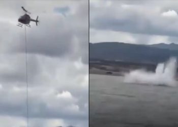 Helicóptero cae en la presa Chihuahua; dos personas están desaparecidas
