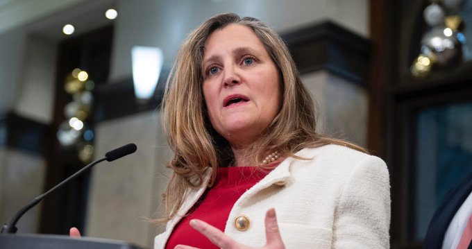 Chrystia Freeland anuncia su candidatura para sustituir a Justin Trudeau