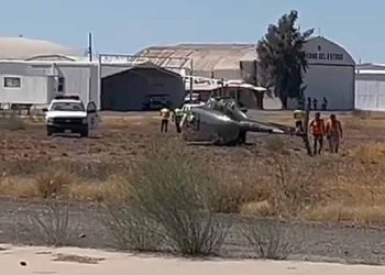 Helicóptero sufre percance en Aeropuerto de Hermosillo sin reportar heridos