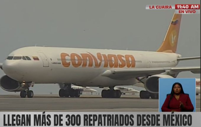 Más de 300 venezolanos repatriados desde México en un vuelo de retorno