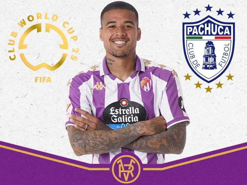 Pachuca anuncia la incorporación del brasileño Robert Kenedy como su primer refuerzo para el Mundial de Clubes. El mediocampista llega cedido del Real Valladolid hasta junio de 2026.