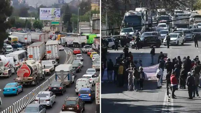 Bloqueos simultáneos afectan autopistas del Edomex rumbo a CdMx